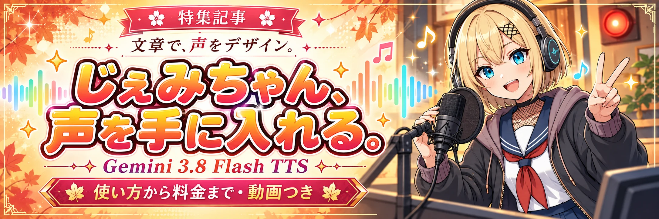 じぇみちゃん、声を手に入れる。— 文章で、声をデザイン。Gemini 3.8 Flash TTS 使い方から料金まで・動画つき