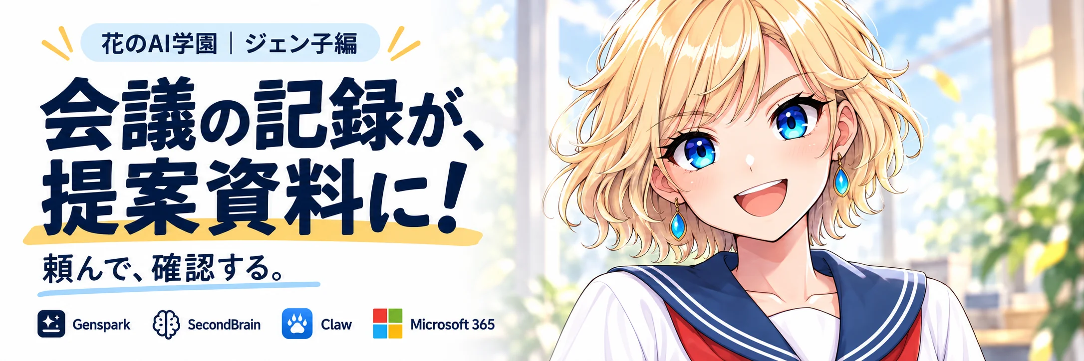 ジェン子編 — 会議の記録が、提案資料に！頼んで、確認する。Genspark / SecondBrain / Claw / Microsoft 365